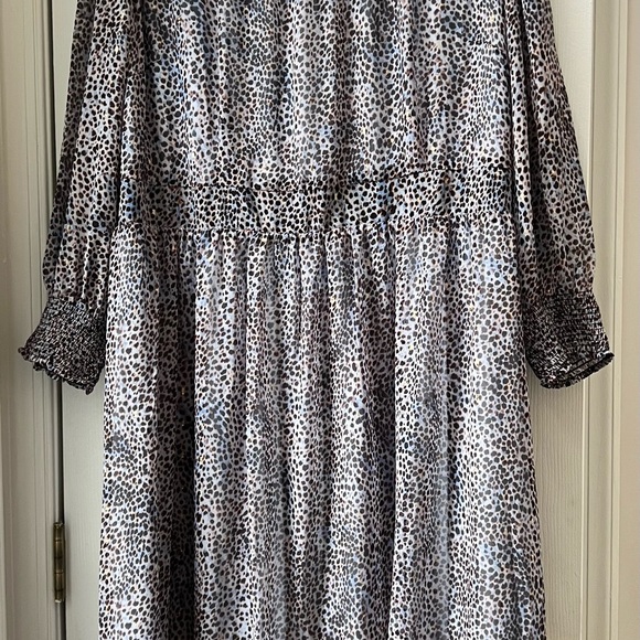Talbots Long Sleeve Blue Leopard Print Dress 22W Petite - Picture 2 of 9